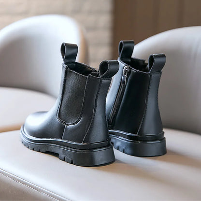 Children Boots Fashion Kids Ankle Boots for Medium Big Girls British Style Zipper Tide Boots Black Thin 2026 Autumn Winter New