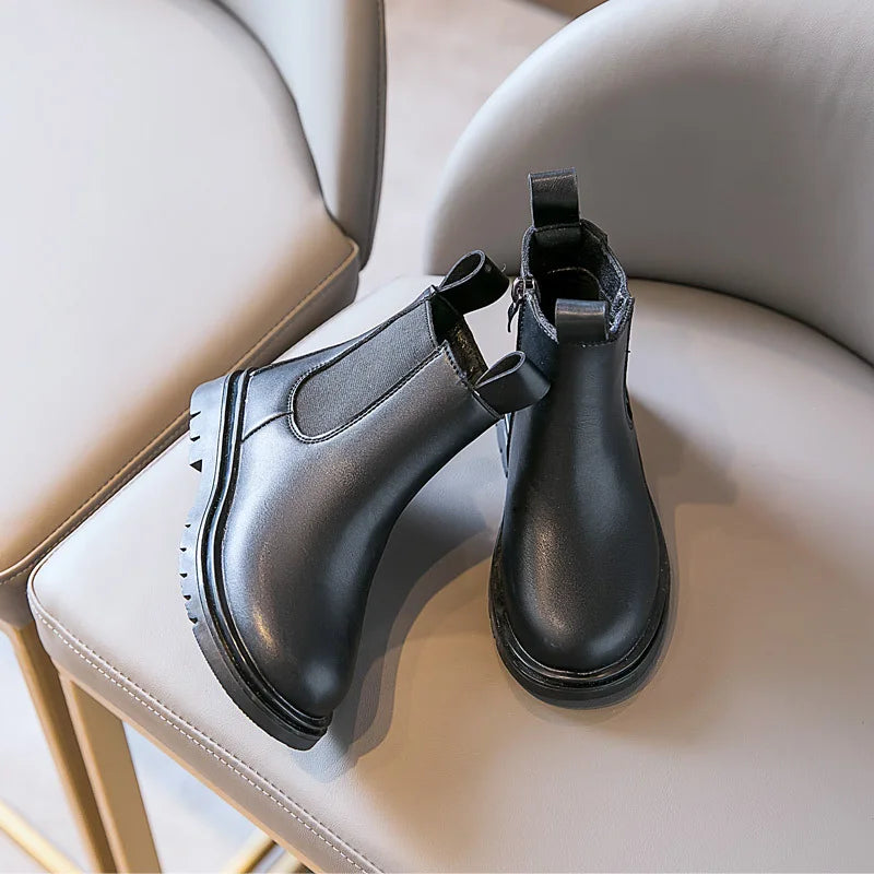 Children Boots Fashion Kids Ankle Boots for Medium Big Girls British Style Zipper Tide Boots Black Thin 2026 Autumn Winter New