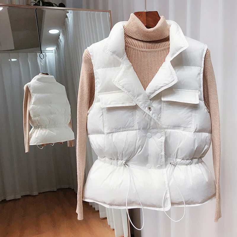 2025 New Ultra Light down Vest Women Short Vest Windproof Lightweight Warm Waistcoat Female White Duck down down Coat Sleeveless