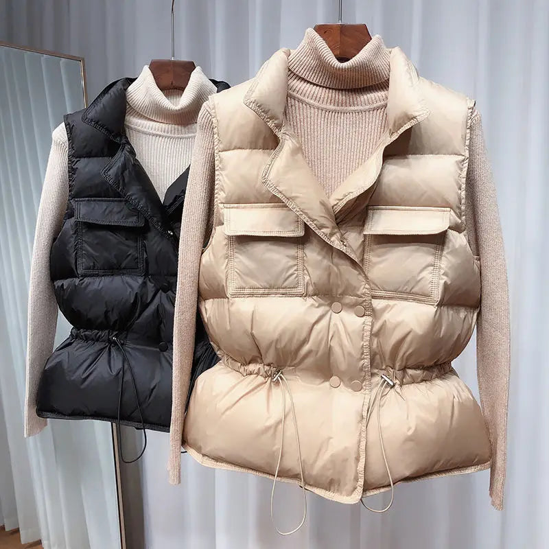 2025 New Ultra Light down Vest Women Short Vest Windproof Lightweight Warm Waistcoat Female White Duck down down Coat Sleeveless