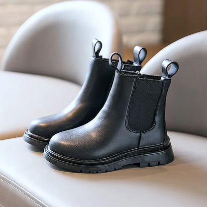 Children Boots Fashion Kids Ankle Boots for Medium Big Girls British Style Zipper Tide Boots Black Thin 2026 Autumn Winter New